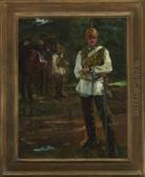 Zwei Kurassiere Im Walde. Oil Painting by Wilhelm Heinrich Trutbner