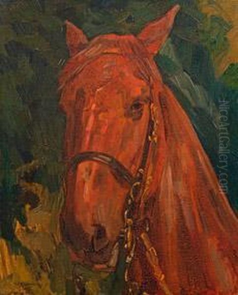 Impressionistisches Pferdeportrait Des Malers Oil Painting by Wilhelm Heinrich Trutbner