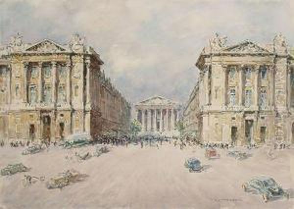 Paris, La Madeleine Vue De La Place De La Concorde Oil Painting by Fernand Fortune Truffaut