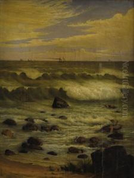 View Of The Atlantic Off The Jersey Shore Oil Painting by Joseph Tubby
