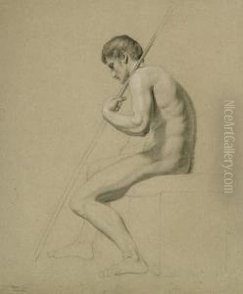 Aktstudie Eines Sitzenden Jungen Mannes Oil Painting by Christian Tunica