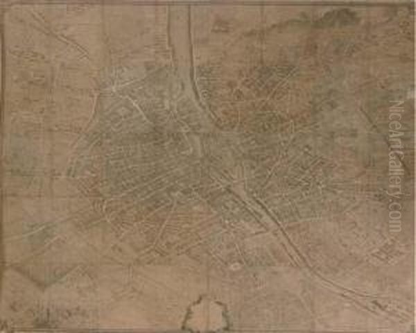 Plan De Paris Oil Painting by Michel Etienne Turgot Turgot