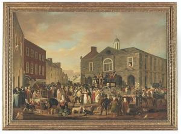 The Marketplace And Court-house Oil Painting by William Turner Delonde
