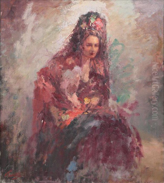 Portrait Of A Woman Oil Painting by Arnold Turtle