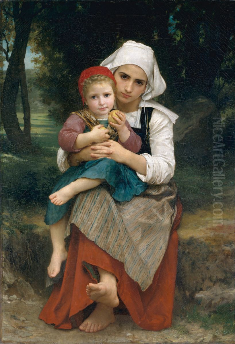 Breton Brother and Sister Oil Painting by William-Adolphe Bouguereau