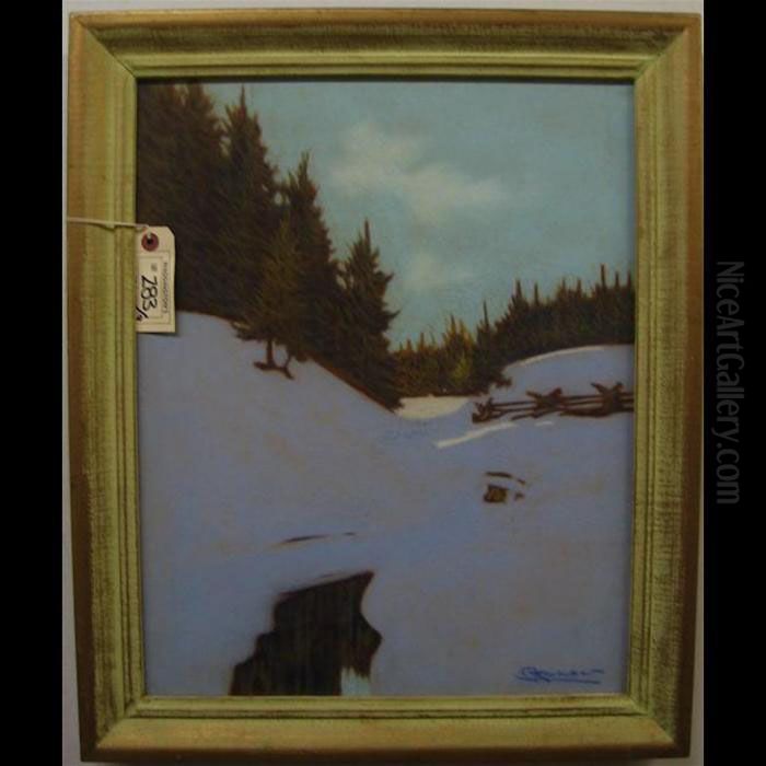 Snowscene From Banff Oil Painting by Halfred Tygesen