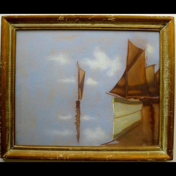 Sailboats; Summer Cottage Oil Painting by Halfred Tygesen