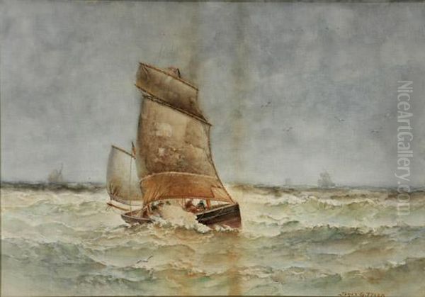 Sailboat On A Choppy Sea Oil Painting by James Gale Tyler