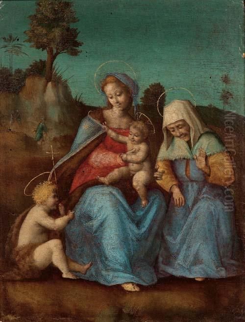La Madonna Col Bambino, Santa Elisabetta E San Giovannino Oil Painting by Francesco Ubertini Bacciacca