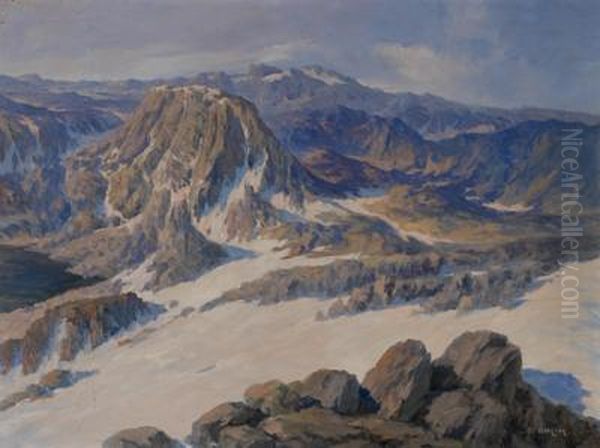 Totes Gebirge Im Hintergrund Der Dachstein Oil Painting by Eduard Uhlik