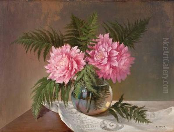Pfingstrosen In Vase Oil Painting by Eduard Uhlik