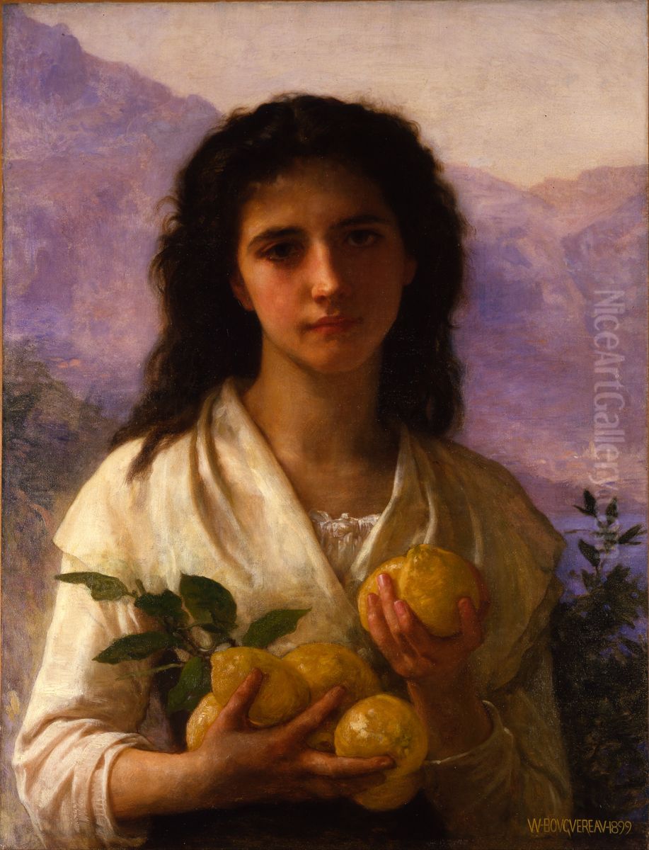 Girl Holding Lemons Oil Painting by William-Adolphe Bouguereau