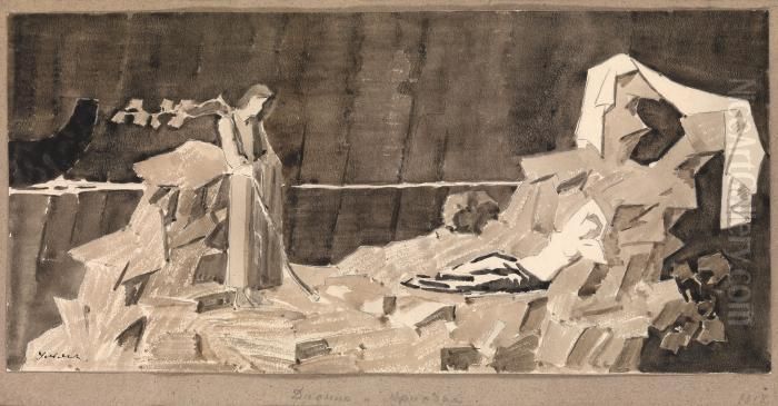 Ariadne And Dionysus Oil Painting by Nikolai Pavlovich Ulianov