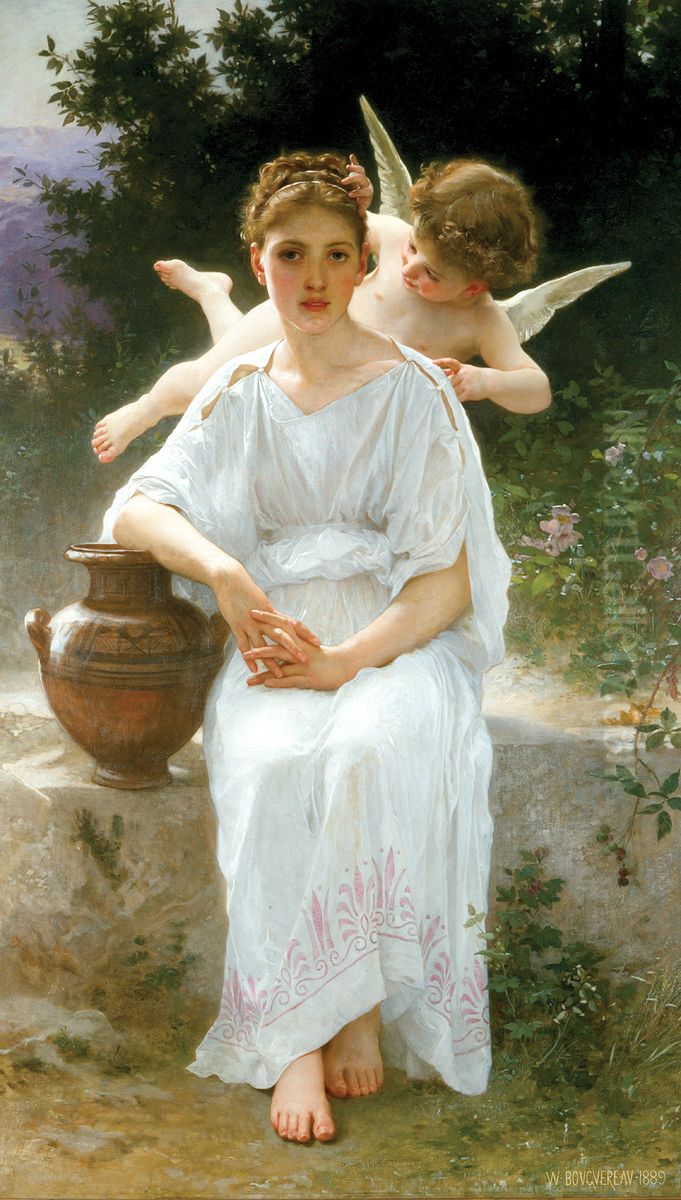 Whisperings of Love Oil Painting by William-Adolphe Bouguereau