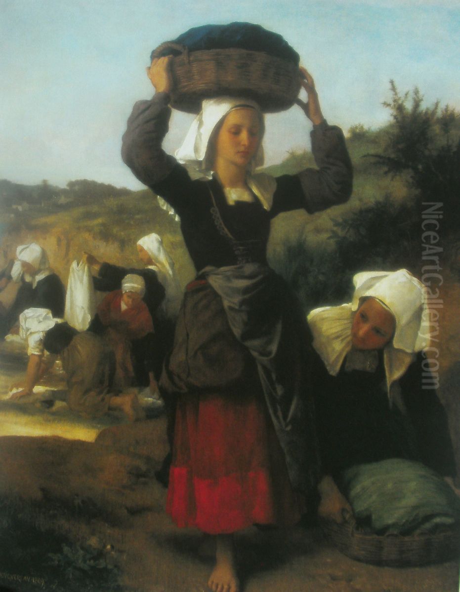 Washerwomen of Fouesnant Oil Painting by William-Adolphe Bouguereau