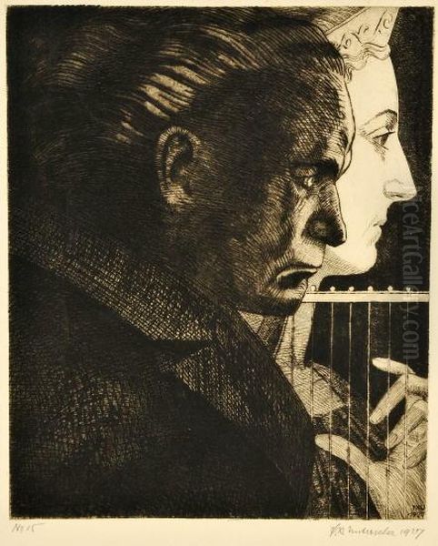 Beethoven Und Die Muse Oil Painting by Franz Xaver Unterseher