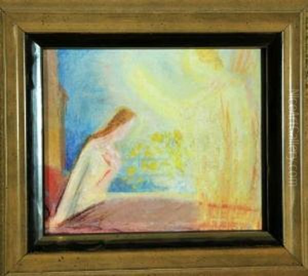 Engel Erscheint Einer Frau Oil Painting by Franz Xaver Unterseher