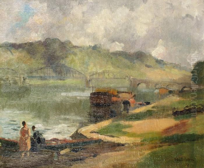 Femmes Au Bord Du Fleuve Oil Painting by Alexandre Urbain