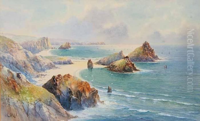 Kynance Cove At The Lizard, Cornwall Oil Painting by John Clarkson Uren