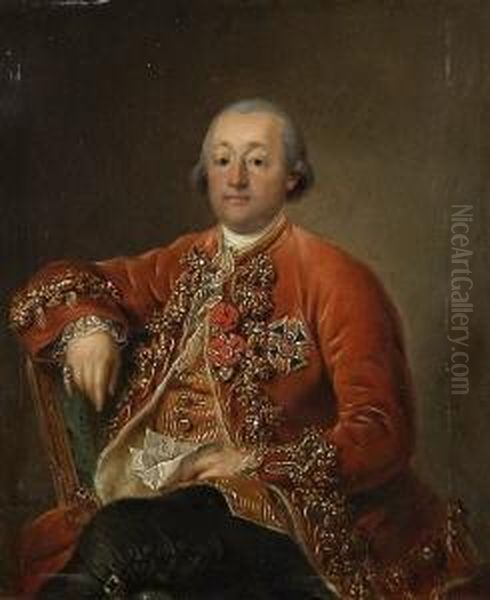Bildnis Des Barons Philipp Carl Von Hoheneck. Oil Painting by Georg Anton Abraham Urlaub