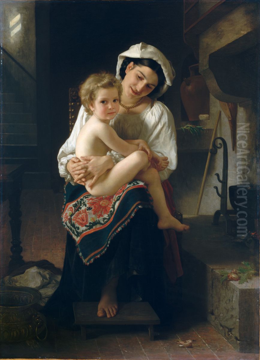 Young Mother Gazing At Her Child Oil Painting by William-Adolphe Bouguereau