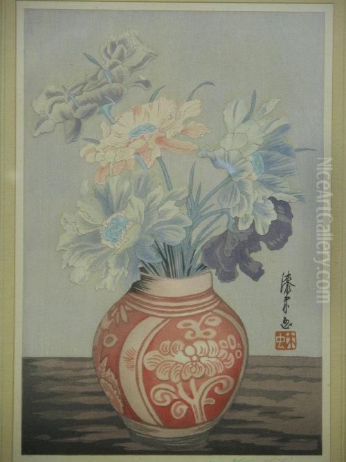 Still Life, Vase Of Flowers Oil Painting by Yoshijiro Urushibara