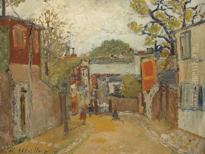 Rue De L'abreuvoir Oil Painting by Maurice Utrillo