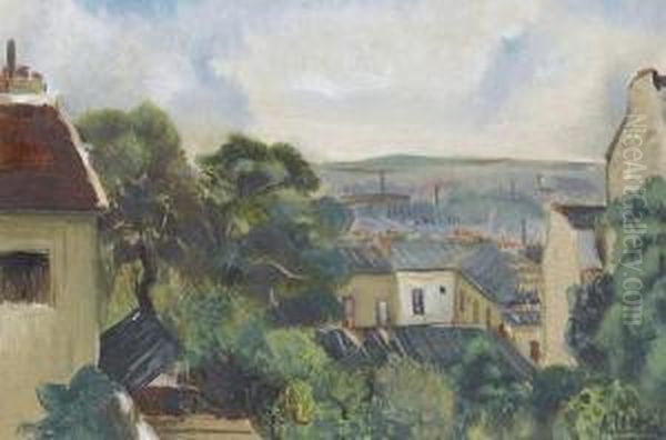 Vue De Montmartre Sur St-denis Oil Painting by Andre Utter