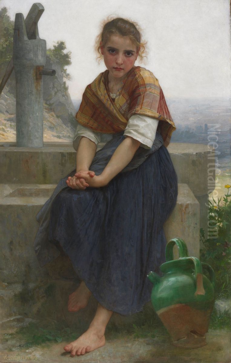 The Broken Pitcher Oil Painting by William-Adolphe Bouguereau