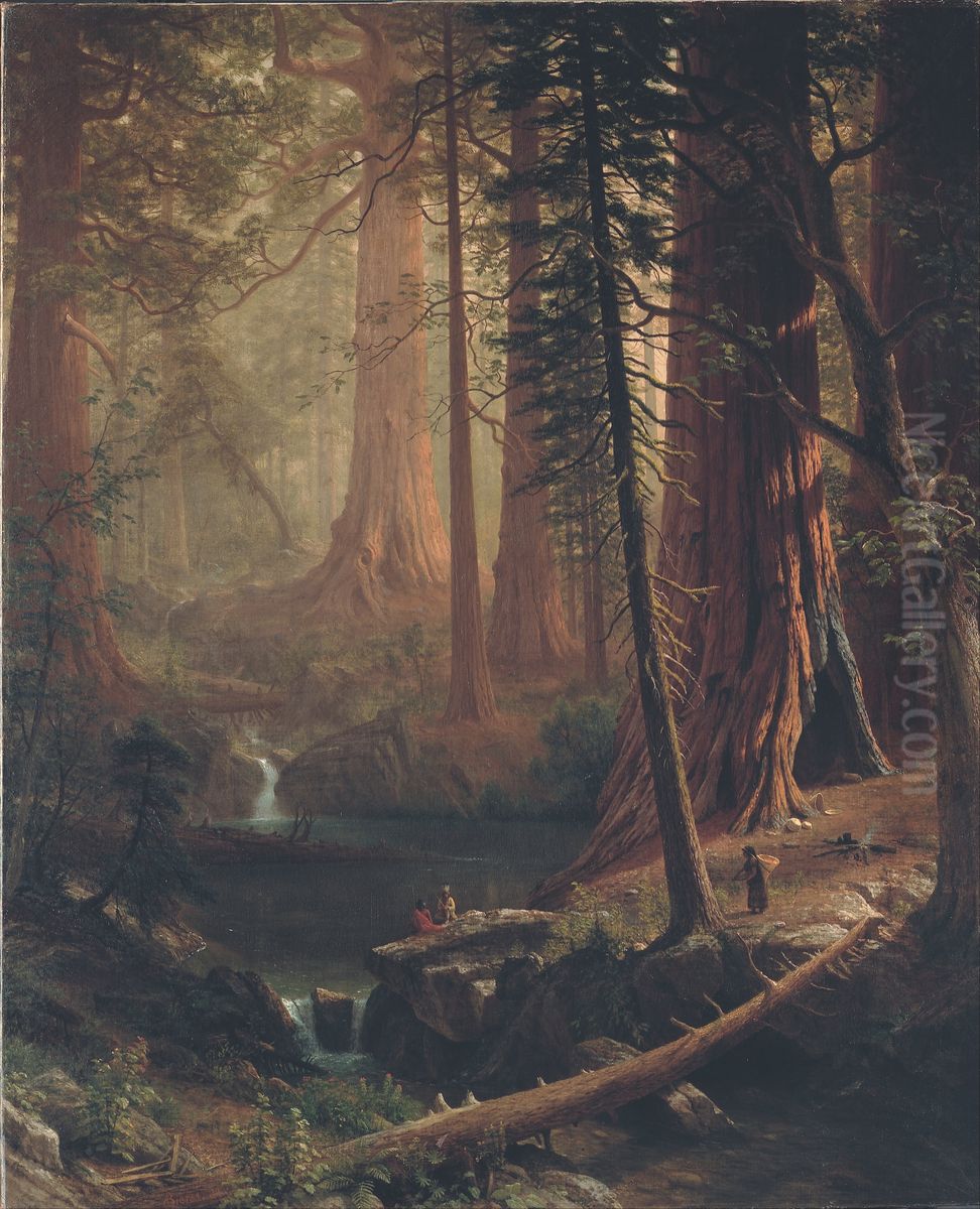 Giant Redwood Trees of California Oil Painting by Albert Bierstadt