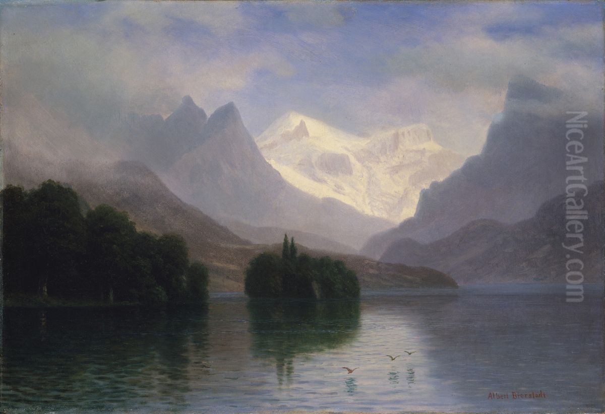Mountain Scene Oil Painting by Albert Bierstadt