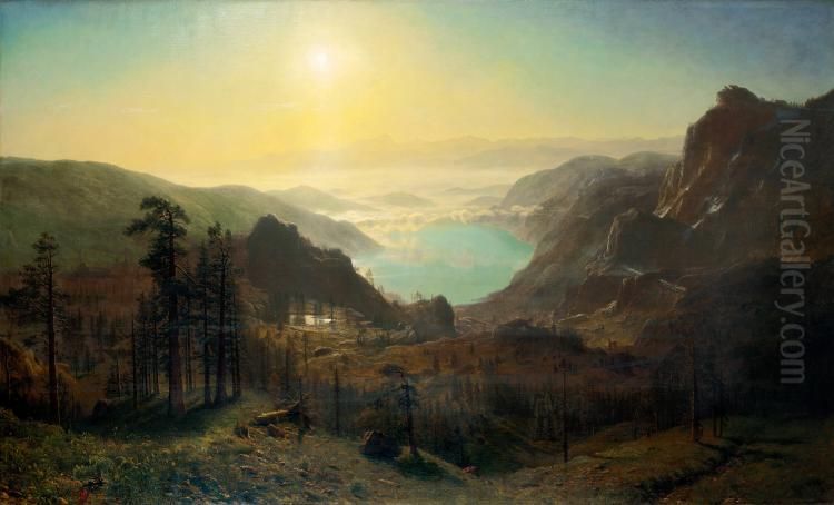 Donner Lake From The Summit Oil Painting by Albert Bierstadt