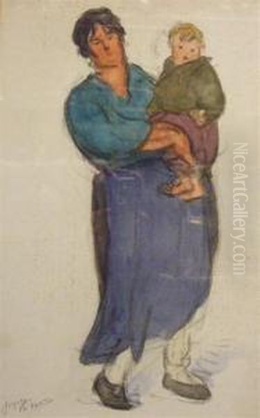 Maternite Oil Painting by Jacques Gaston E. Vaillant