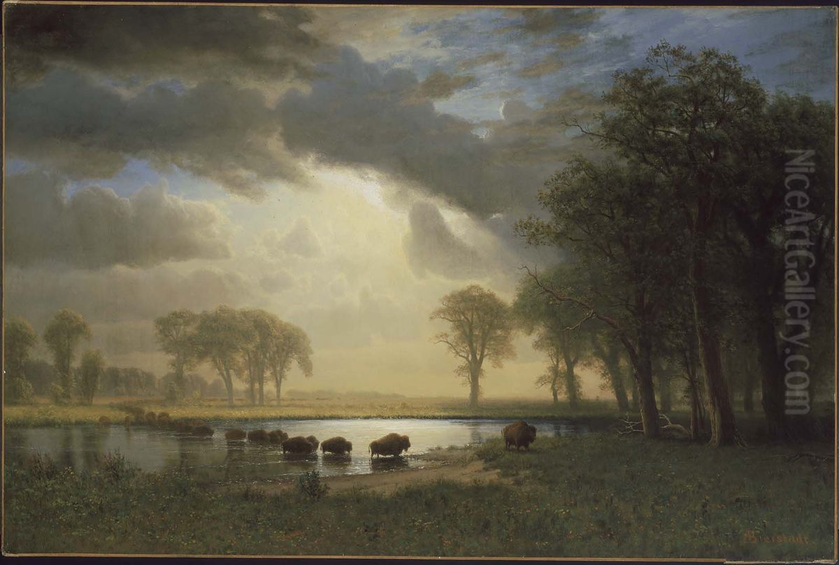 The Buffalo Trail Oil Painting by Albert Bierstadt