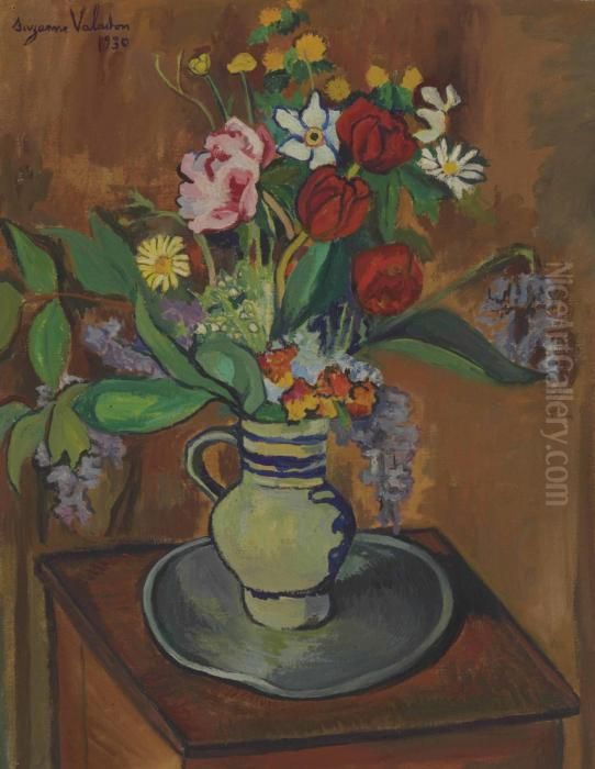 Bouquet De Fleurs Dans Une Cruche Oil Painting by Suzanne Valadon