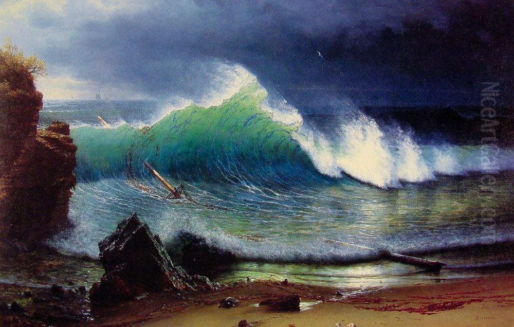 The Shore Of The Turquoise Sea Oil Painting by Albert Bierstadt