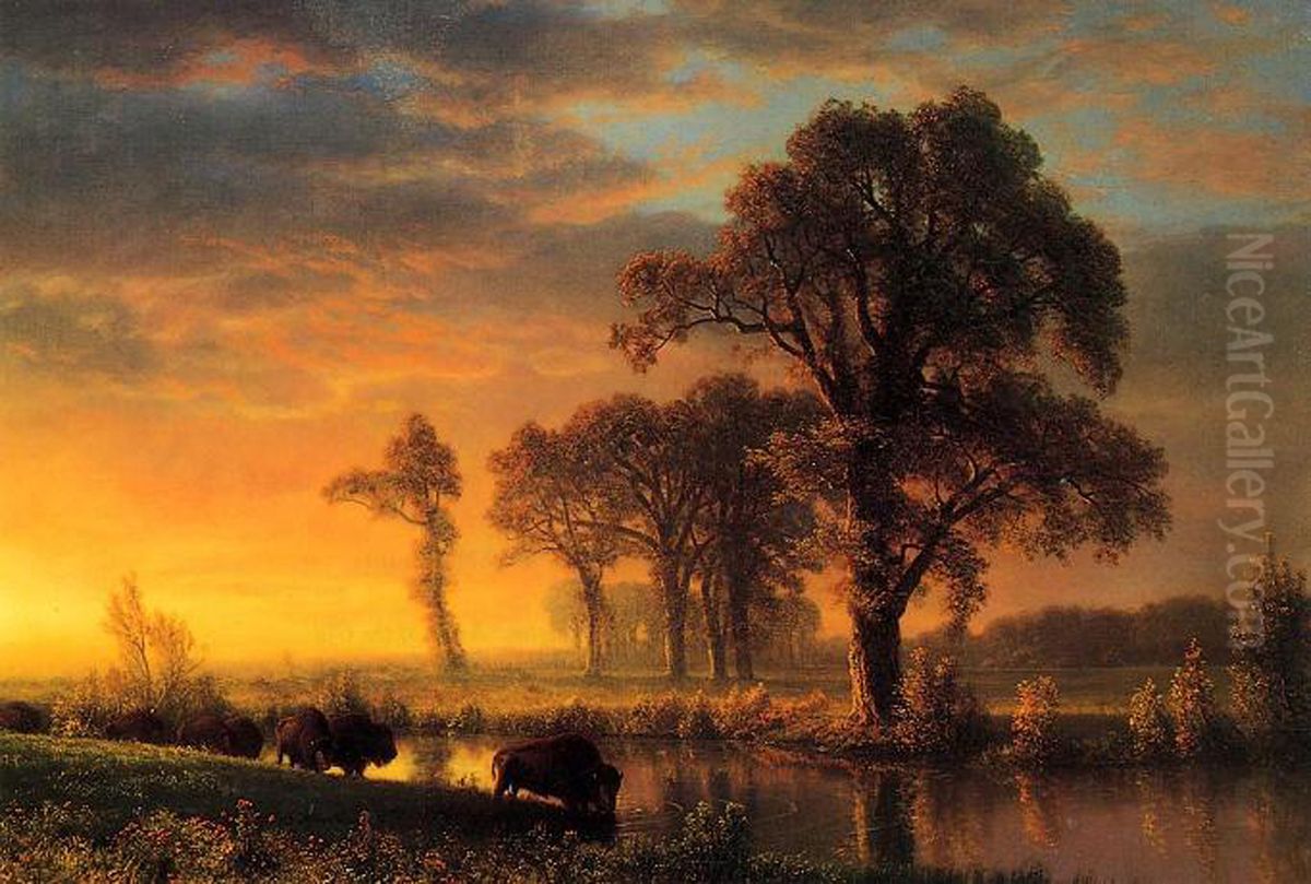 Western Kansas Oil Painting by Albert Bierstadt
