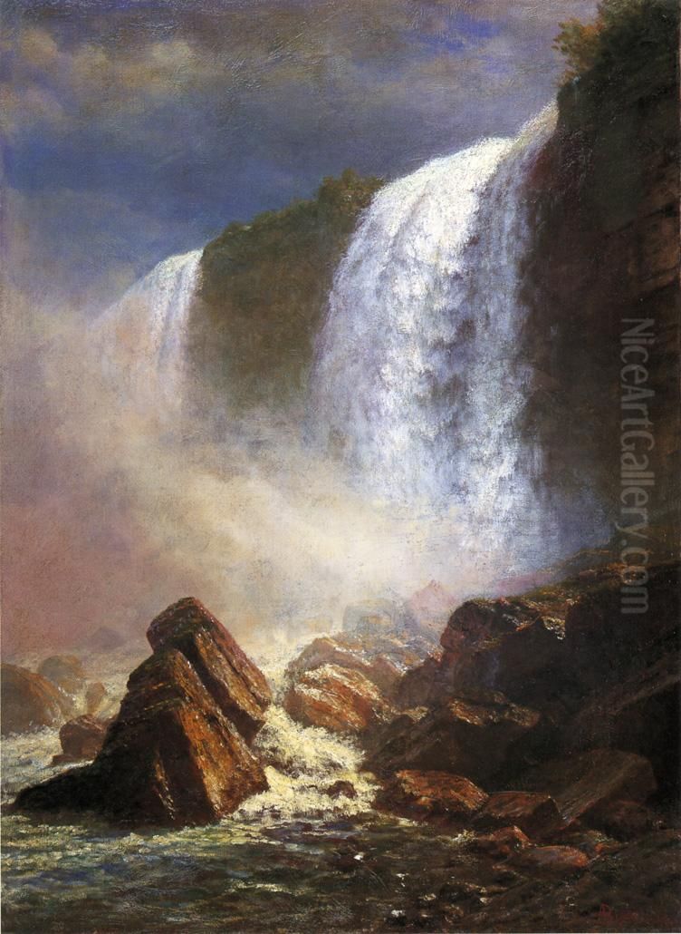 Falls Of Niagara From Below Oil Painting by Albert Bierstadt
