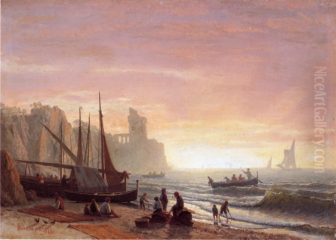 The Fishing Fleet Oil Painting by Albert Bierstadt