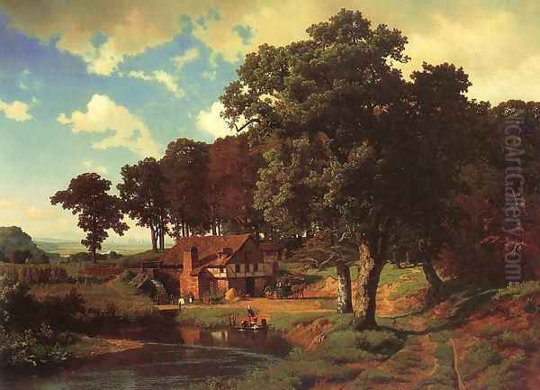 Rustic Mill 1855 Oil Painting by Albert Bierstadt