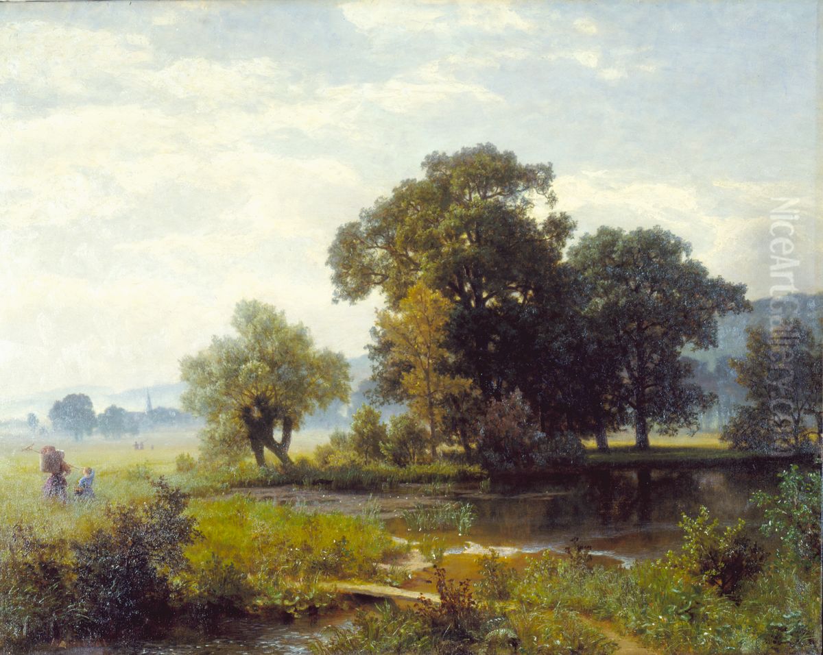 Westphalian Landscape Oil Painting by Albert Bierstadt