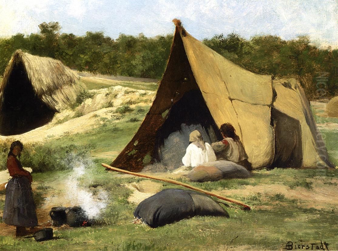 Indian Camp Oil Painting by Albert Bierstadt