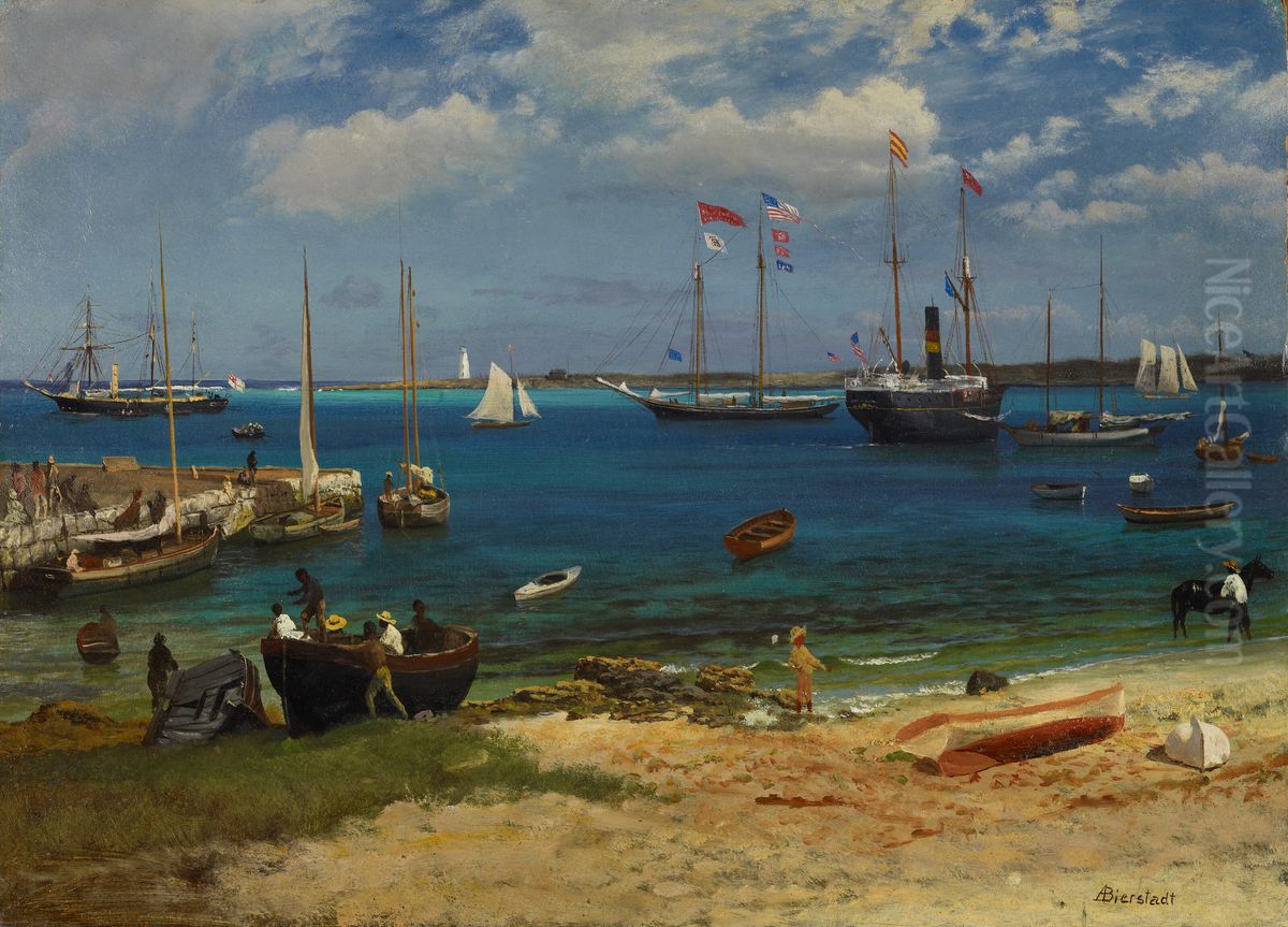 Nassau Harbor Oil Painting by Albert Bierstadt