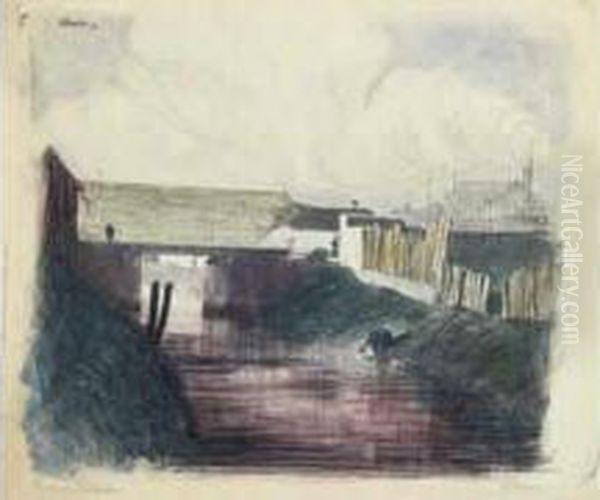 Laboureur Le Canal Pelloutier, A Nantes Oil Painting by Jean Emile Vallet