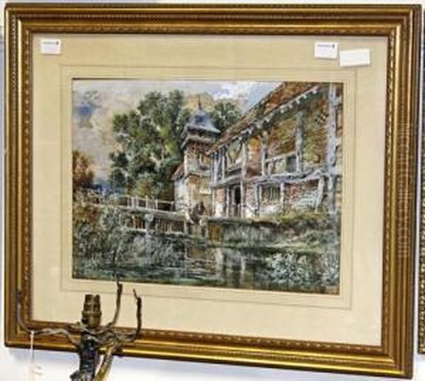 The Old Mill Weir Oil Painting by Henry Valter