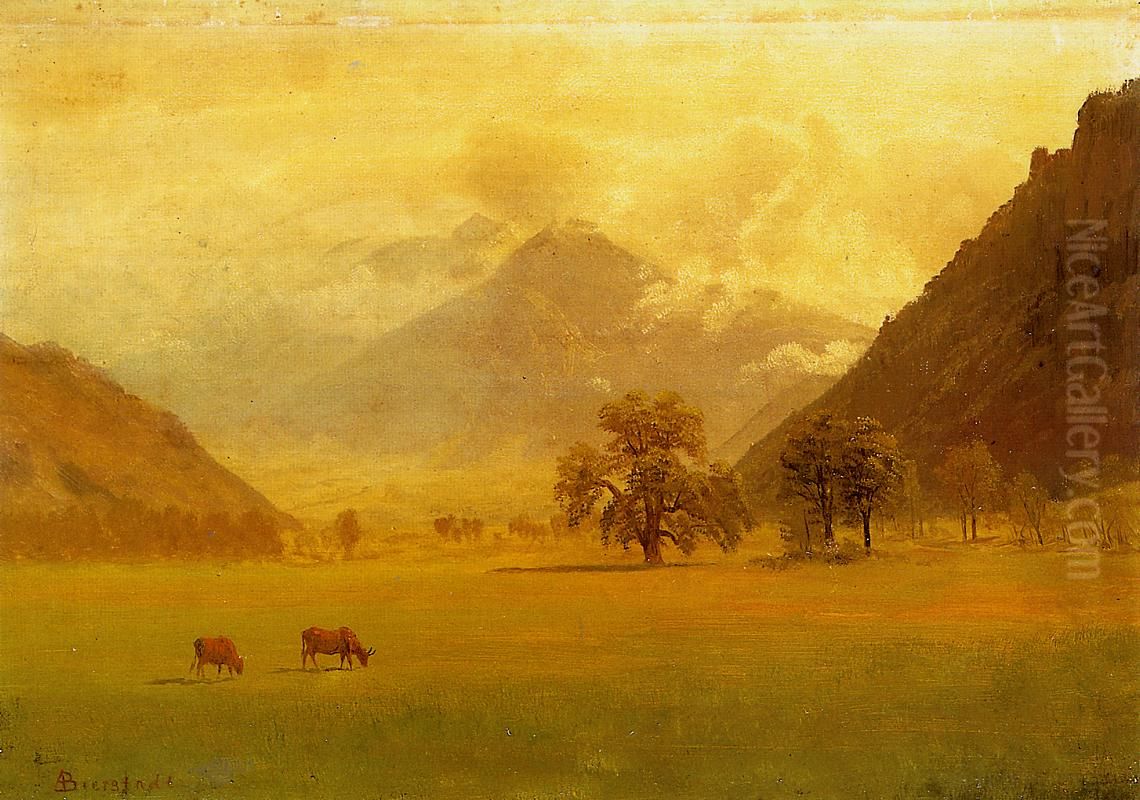 Rhone Valley Oil Painting by Albert Bierstadt