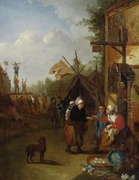 A Vegetable Seller Oil Painting by Joseph van Aken