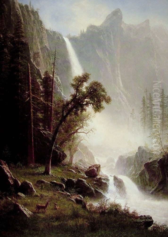Bridal Veil Falls, Yosemite Oil Painting by Albert Bierstadt