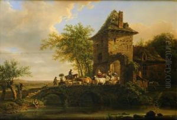 Le Retour De L'etable Oil Painting by Henri Van Assche