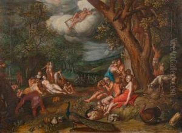 Mythologische Szene. Aurea Aetas. Oil Painting by Hendrik van Balen